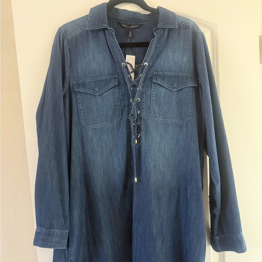 Denim Lace-Up Detail Dress